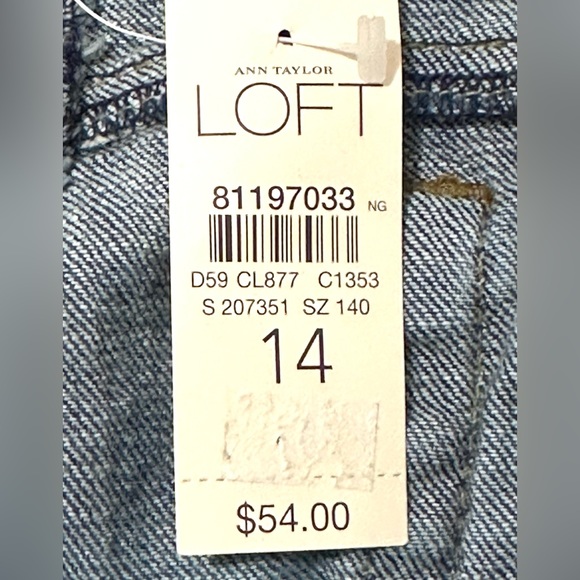 LOFT Low Rise Slim Boot Cut Denim Jeans Long Inseam Distressed Size 14 NWT - Picture 13 of 13